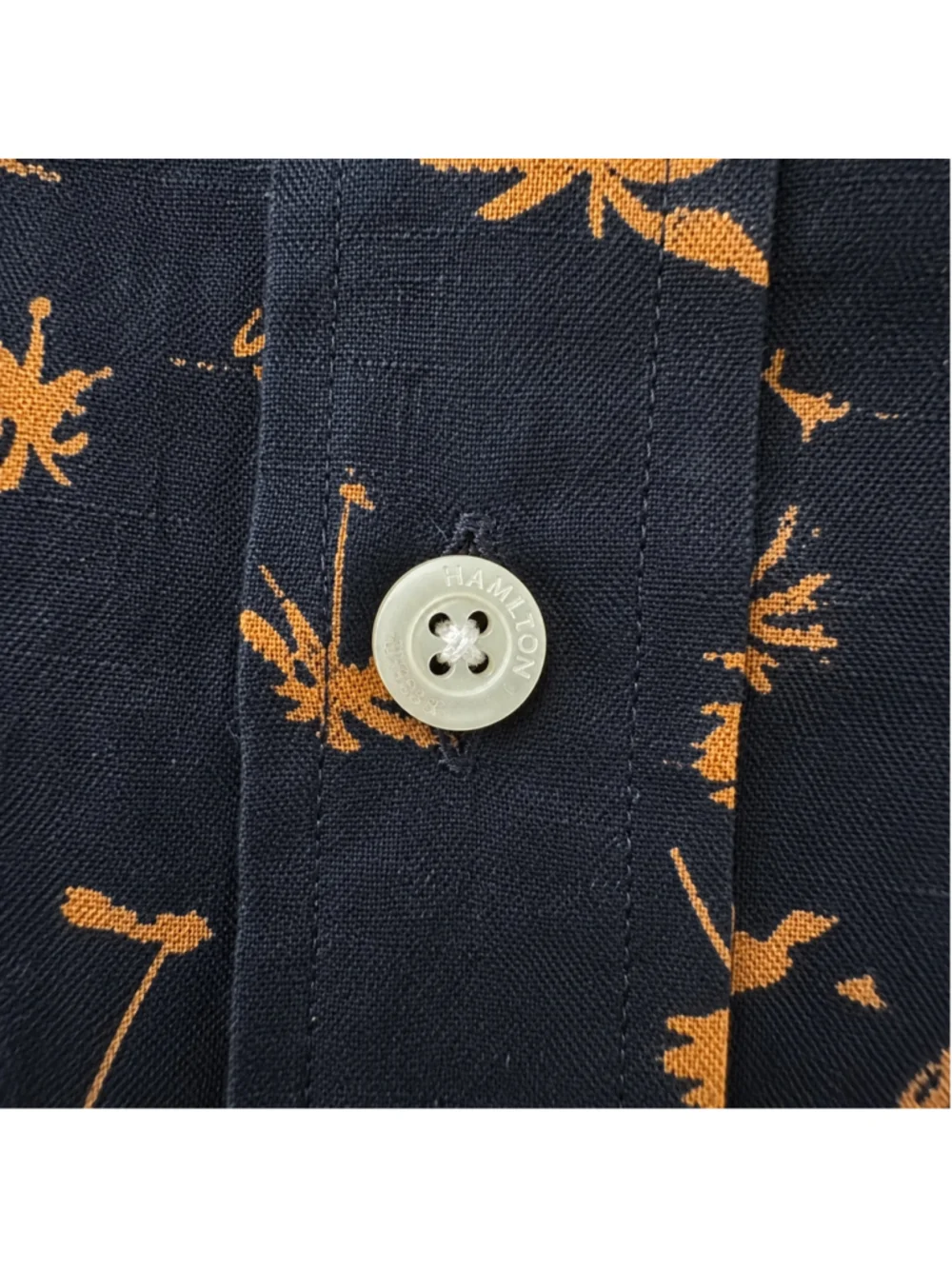 $268 Hamilton - 100% Linen Palm Tree Button Down Shirt - M - Slim- Made in USA